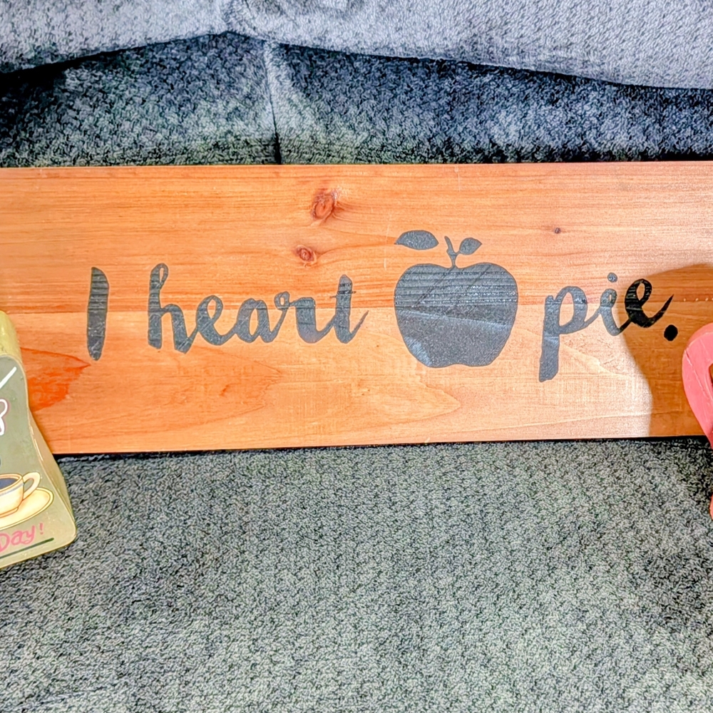 Rustic Wooden Wall Sign - I Heart Pie and 2 Wooden Coffee Boxes.